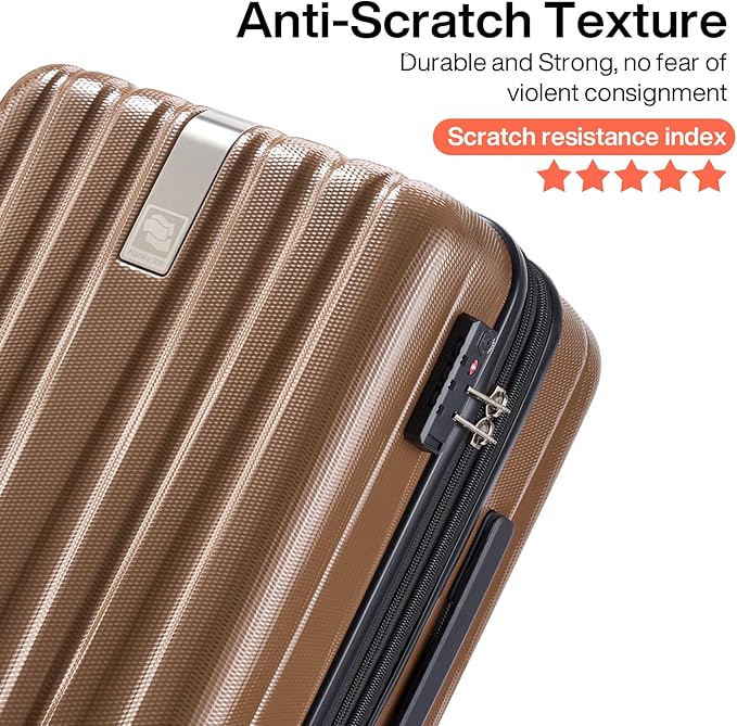 Hanke Luggage Sets 2 piece Carry On Luggage with Wheels PC Hard Shell Suitcases Lightweight Checked Travel Luggage Large Travel Suitcase Woman Men 20/29 Inch （Brown）