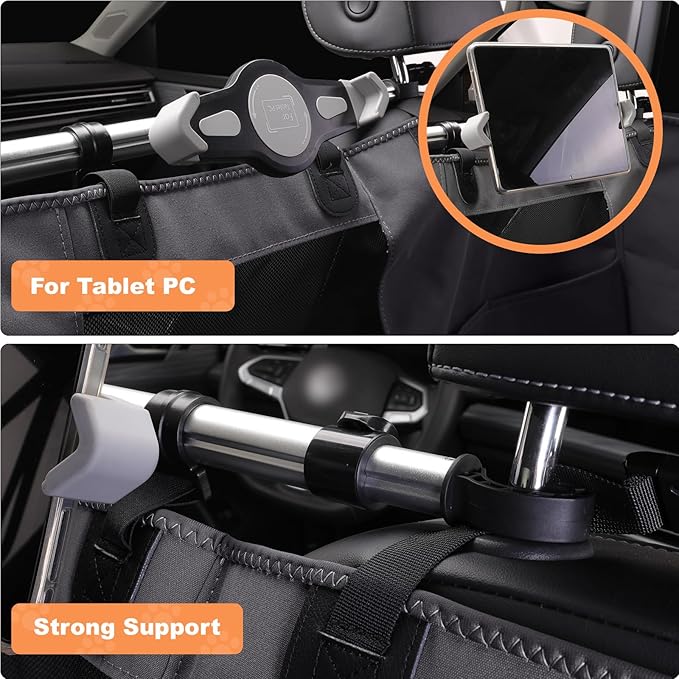 Furri&Me Dog Car Seat Cover, Back Seat Cover for Dogs Pet Car Seat Protector 400lbs Capacity Waterproof Non-Slip Bench Hard Bottom Car Seat Cover for Most Cars Trucks SUVs(Gray)