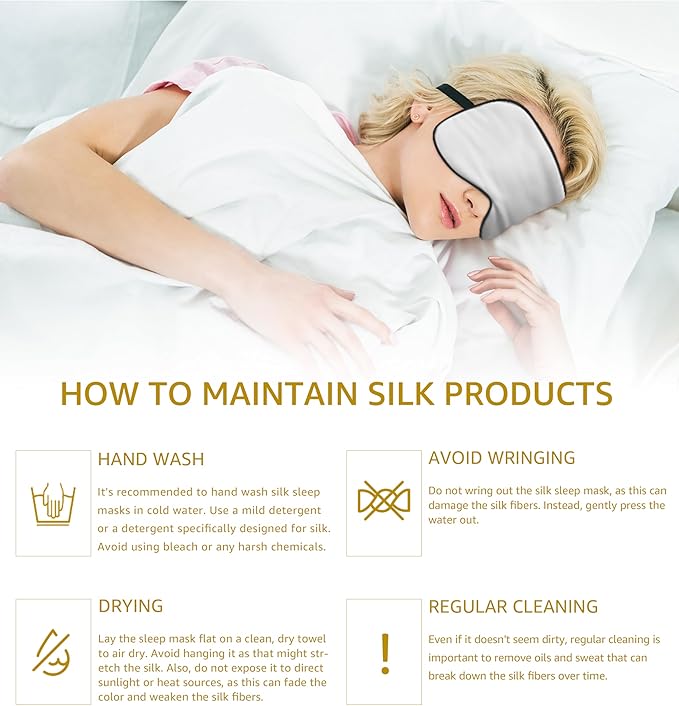 Luxury Pure Silk Sleep Mask | 100% Natural Mulberry Silk | Double-Sided Softness | Adjustable Strap & Full Light Blocking | Perfect for Travel, Office Naps & Nighttime Sleep (Gray)