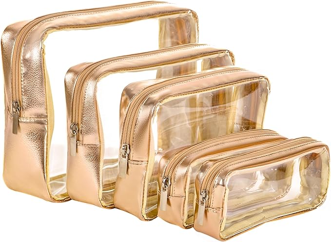 TSA Approved 5-Piece Diaper Bag Organizer Pouch Set Clear Waterproof TPU Kids Toiletry Storage Set Travel Packing Clutch Cube Bags for Baby Nursing