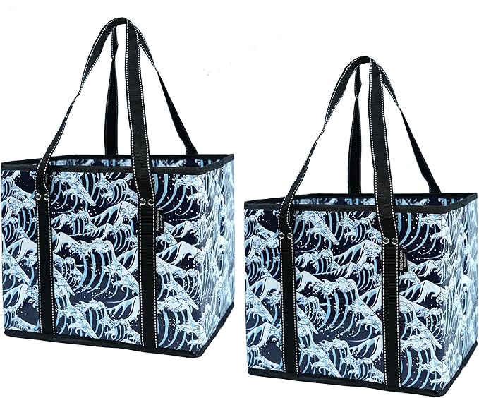 BeeGreen Large Waterproof Reusable Bags Christmas Heavy Duty Shopping Tote for Groceries Pool Gift with Webbing Handles