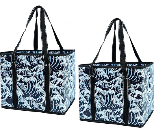 BeeGreen Large Waterproof Reusable Bags Christmas Heavy Duty Shopping Tote for Groceries Pool Gift with Webbing Handles