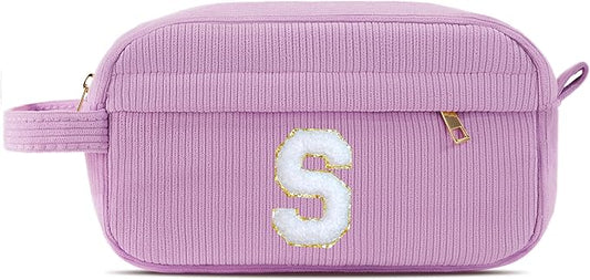 Pocmimut Graduation Gifts,Initial Makeup Bag Gifts for 6 7 8 9 10 11 12 13 Year Old Girls,Personalized Preppy Cosmetic Bag Travel Makeup Pouch for Girls,N
