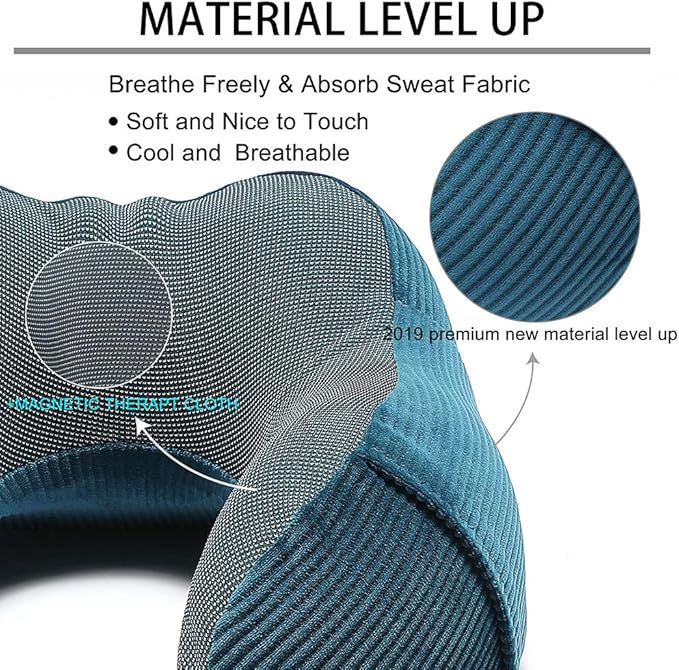 Memory Foam Neck Pillow with 360-Degree Head Support Lightweight Comfortable Travel Airplane Pillow with Storage Bag for Sleeping, Traveling,Car, Train, Bus and Home Use(Blue)