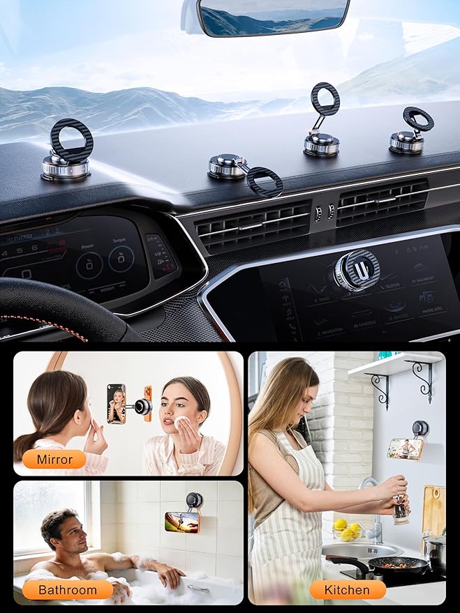 snanlen 2026 Upgraded Car Phone Holder for Magsafe [108LBS Strongest Suction] 360° Adjustable Vacuum Magnetic Phone Holders, Cell Phone car Mount for iPhone 17 Pro Max 16 15 14 13 12 Air Plus