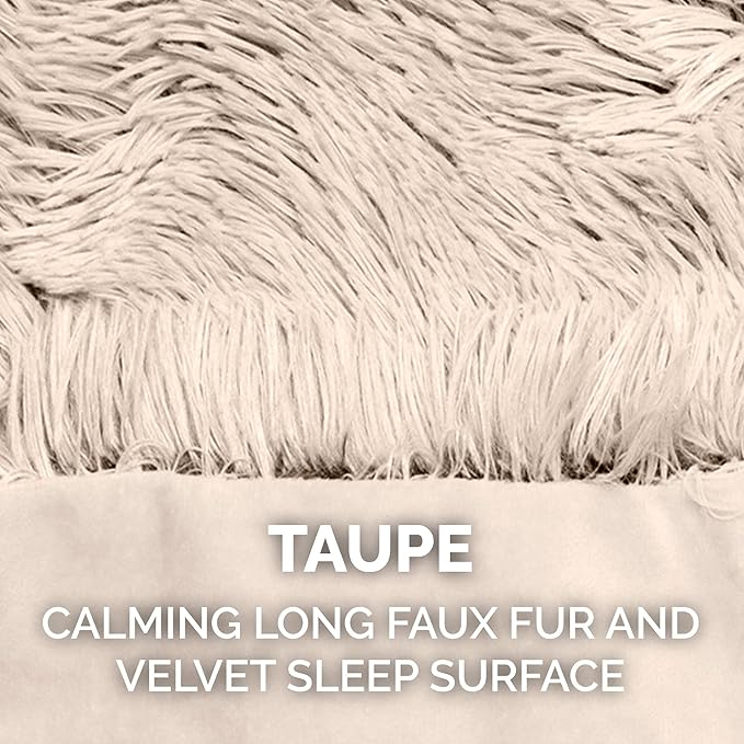Furhaven Waterproof Throw Blanket for Dogs & Indoor Cats, Washable - Shaggy Plush Calming Long Faux Fur & Velvet Dog Blanket - Taupe, Small