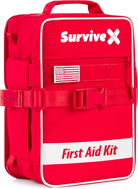 Large First Aid Kit for Car, Travel & Home - Emergency Kit for Hiking, Camping, Backpacking and Outdoors - Includes Zip Stitch Wound Closure Strips