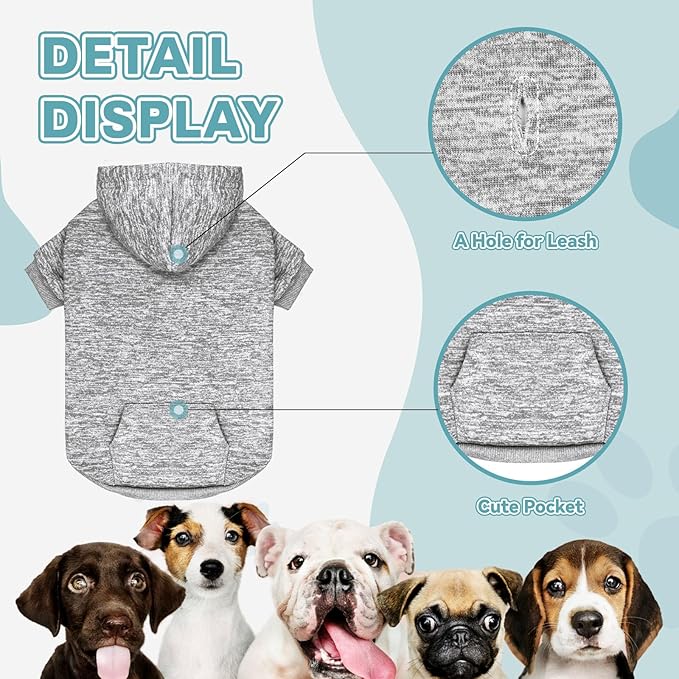 Dog Sweaters for Medium Dogs Dog Hoodie Fleece Pet Sweater Soft Clothes Sweatshirt with Pocket Pet Hoodie for Medium Dogs(Grey&M)