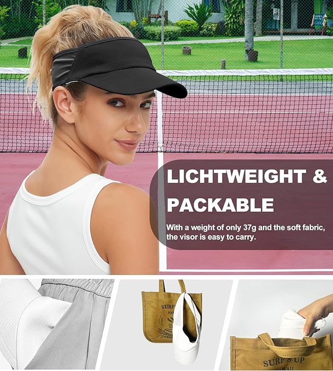 Sun Visor Hats for Men Women Lightweight Portable Stretchy Sun Hat for Running Tennis Golf