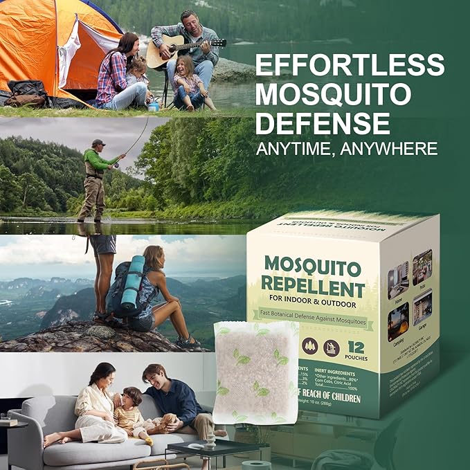 12 Pcs Mosquito Repellent for Patio, Mosquito Repellent Pouches, Mosquito Deterrent Indoor Outdoor, Mosquito Control, Keep Mosquitoes Away from Home Patio Camping