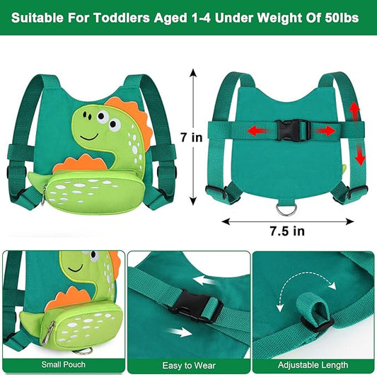 Toddler Harness Leash with Anti Lost Wrist Link, Accmor Cute Dinosaur Kids Harness Children Leash, Adorable Anti Lost Leash Walking Wristband Assistant Strap Belt for Baby Boys Girls Outdoor