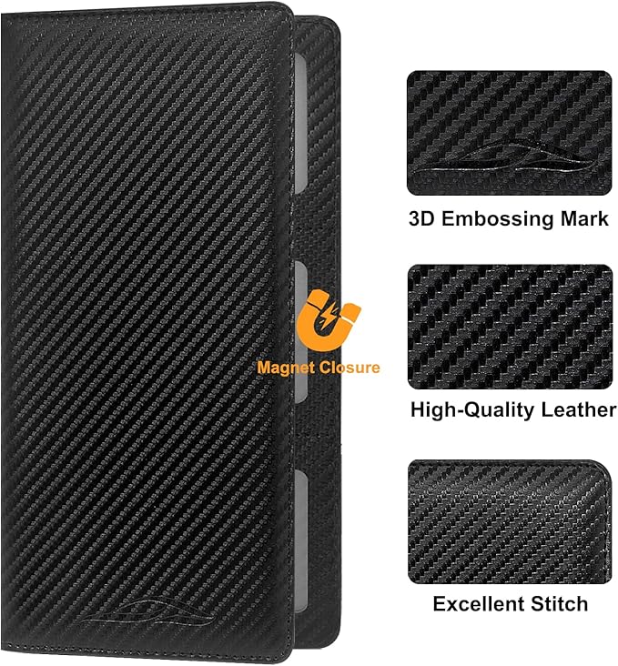 Car Registration and Insurance Holder with Magnetic Shut, Vehicle License Document Glove Box Compartment Organizer - For Documents, License, Cards