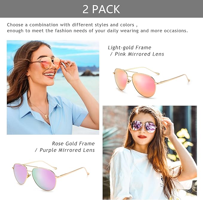 SUNGAIT Women's Lightweight Oversized Aviator Sunglasses - Classic Style Polarized Lens