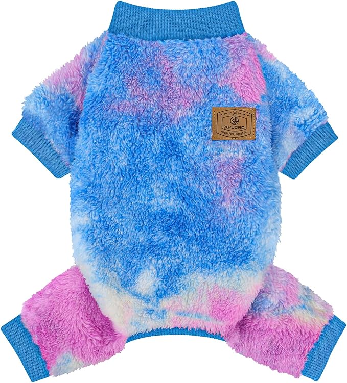XPUDAC Dog Sweater, Dog Winter Clothes for Small Medium Dogs Girl Boy Fleece Doggy Pajamas for Winter Christmas, Tie-Dye01, XX-Large
