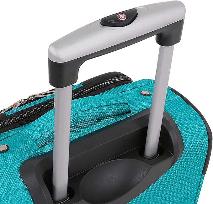 SwissGear Sion Softside Expandable Luggage – Medium Checked Suitcase with 360 Degree Wheels & Retractable Handle – 25 Inch, Perfect for 1-7 Night Trips – Teal
