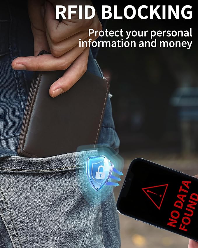 Artpaxy Mens Wallet Bifold Genuine Leather RFID Blocking Wallet for Men with 2 ID Windows 12 Card Holders 2 cash pockets 1 Gift Box
