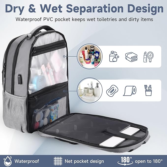 Multipocket TSA Travel Laptop Backpack for Men & Women, Anti-Theft Work Business Backpack with USB Charging Port, Airline Approved Personal Item Bag,Water-Resistant Computer Bag Fits 16 Inch Notebook