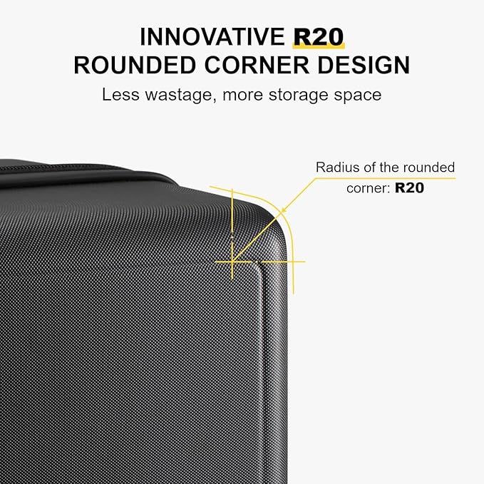 LEVEL8 Trunk Luggages, Large Suitcase 28 Inch Luggage with Spinner Wheels, Luminous Textured Checked Lightweight Hard Shell with Tsa Lock, Black