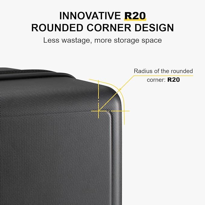 LEVEL8 Luggage Sets 3 Piece, 20 Inch Carry on, 24&28 Checked Hardshell Suitcases Set, Lightweight Luminous Textured Large Luggages with Spinner Wheels Tsa Lock, 3-Piece Set (20/24/28), Black