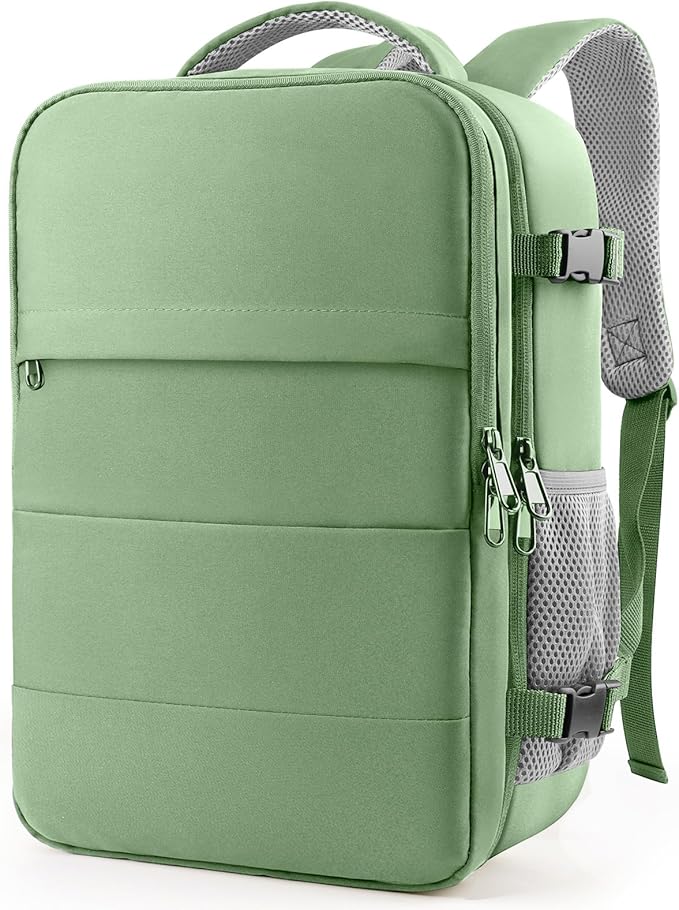 HOTOR Travel Backpack - Flight Approved Travel Bag for Men and Women, Carry on Luggage for 15.6" Laptop and Travel Essentials for Work, Business, Weekender, College 12.8"x8.3"x18.5", Green