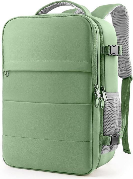 HOTOR Travel Backpack - Flight Approved Travel Bag for Men and Women, Carry on Luggage for 15.6" Laptop and Travel Essentials for Work, Business, Weekender, College 12.8"x8.3"x18.5", Green