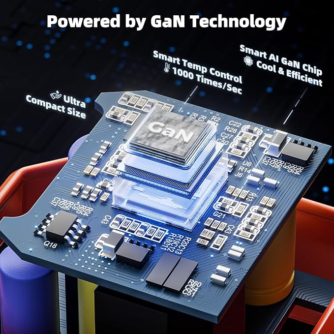 45W GaN Dual-Port Fast Charger - Mecha Style with Touch-Activated Eyes Breathing Light, Foldable Plug for iPhone 17/16, iPad, Galaxy S24, Pixel, Ultra Compact Travel Charger Gift