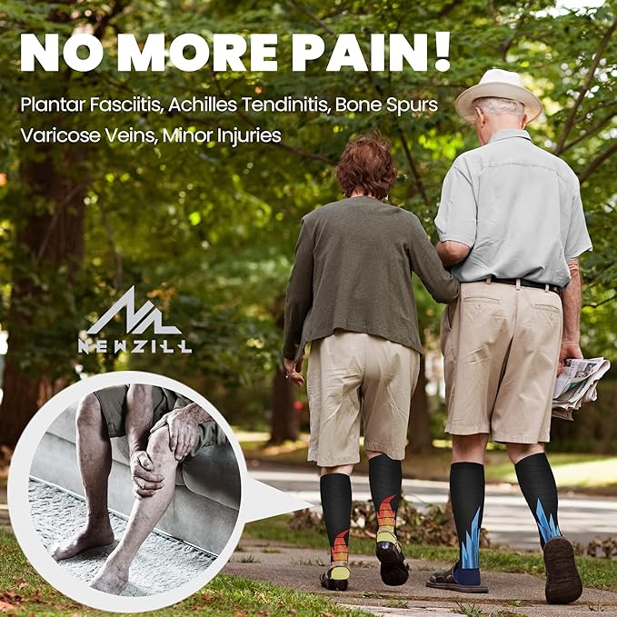 NEWZILL Medical Compression Socks for Women & Men, 20-30 mmHg Knee-High Support for Circulation, All-Day Comfort for Work Travel Running Cycling and Fitness