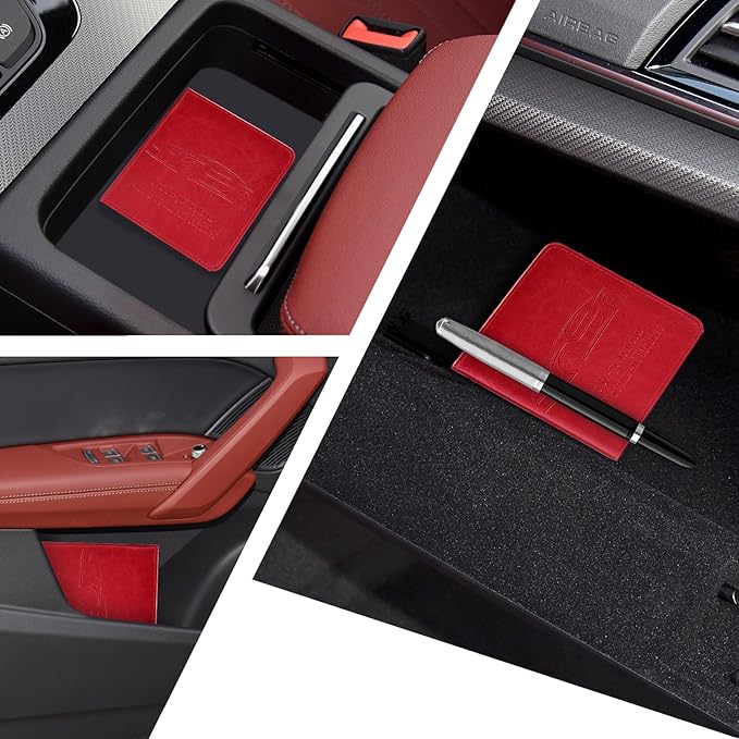 Registration and Insurance Card Holder, Vehicle Glove Box Car Organizer with Magnetic Closure, Interior Car Accessories for Documents, Cards, License Storage, 1-Pack Red