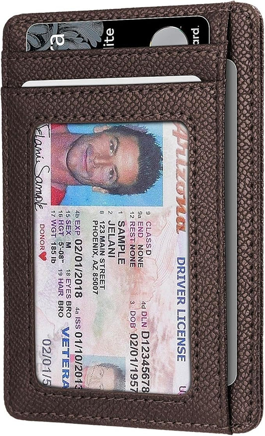 RUNBOX Slim ID Cases Minimalist Front Pocket RFID Blocking Leather Wallets for Men and Women Card Holder Wallets Gifts for men