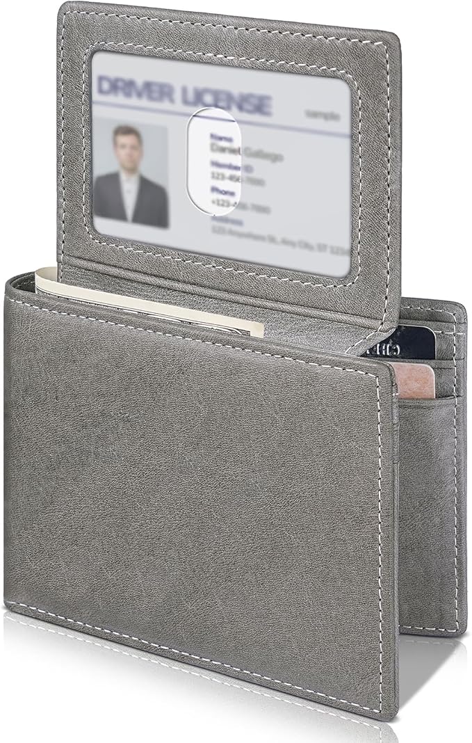 Artpaxy Mens Wallet Bifold Genuine Leather RFID Blocking Wallet for Men with 2 ID Windows 12 Card Holders 2 cash pockets 1 Gift Box
