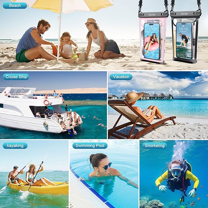 Large Waterproof Phone Pouch, Floating Waterproof Pouch for iPhone 16 15 14 13 12 Pro Max Galaxy S25 S24 S23, Adjustable Lanyard, IPX8 Waterproof Bag for Beach Cruise Swimming Rafting Boating