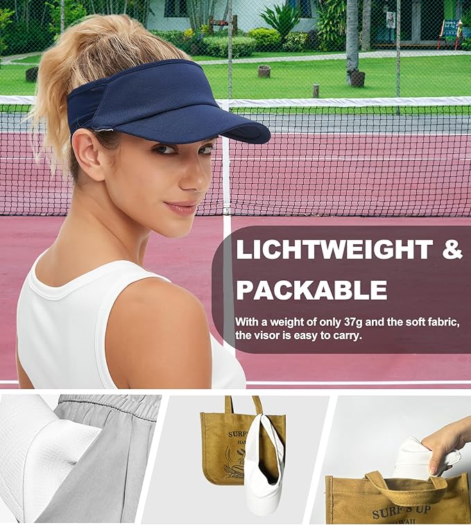 Sun Visor Hats for Men Women Lightweight Portable Stretchy Sun Hat for Running Tennis Golf