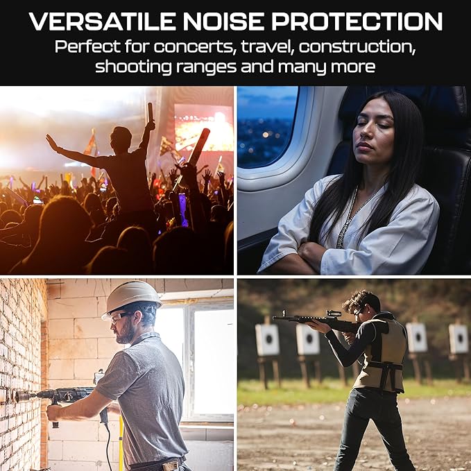 X27 Noise Reduction Earplugs for Sleeping - Reusable Noise Cancelling Earbuds, Featuring Two Sizes in One Case, Hearing Protection Silicone Earplugs for Sleeping, Shooting, Construction, and Aviation