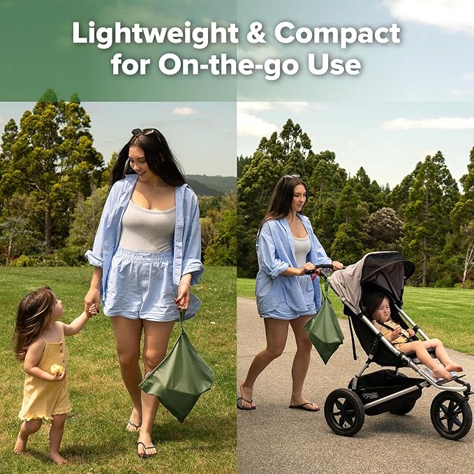 haakaa Waterproof Wet Bags for Baby Wet Dry Bags for Cloth Diaper, Swimsuit & Travel, 2pcs, Olive Green