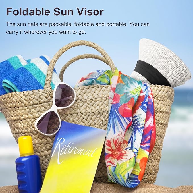 DRESHOW Women Straw Panama Hat Travel Fedora Beach Sun Hat Summer Wide Brim Straw Roll up Hat UPF 50+