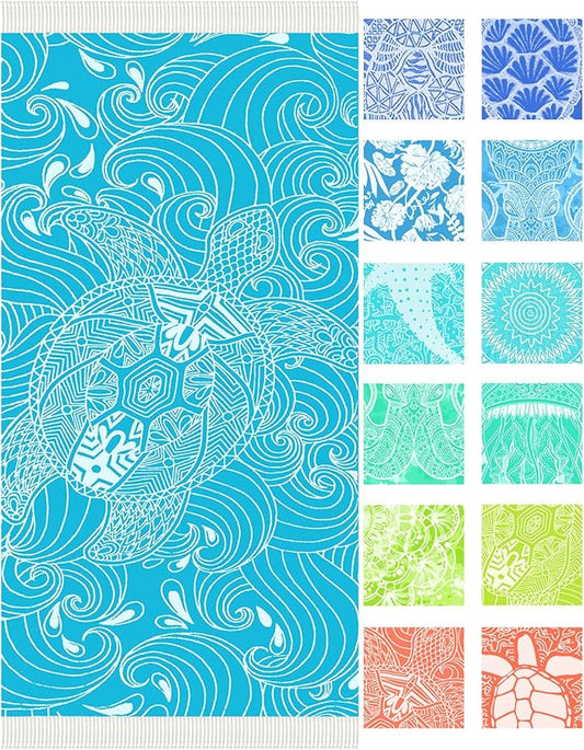 Thin Turkish Beach Towel Lightweight Soft Cotton Extra Large XL Oversized Sand Free Sandproof Absorbent Quick Dry Towels Cloud Bath Pool Travel Compact Essentials Accessories for Adult Gifts