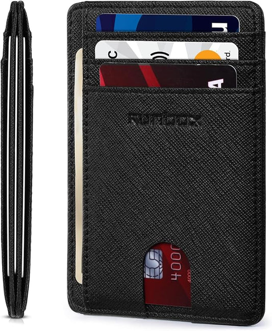 RUNBOX Slim Minimalist Front Pocket RFID Blocking Leather Wallets for Men and Women Card Holder Wallets Gifts for men