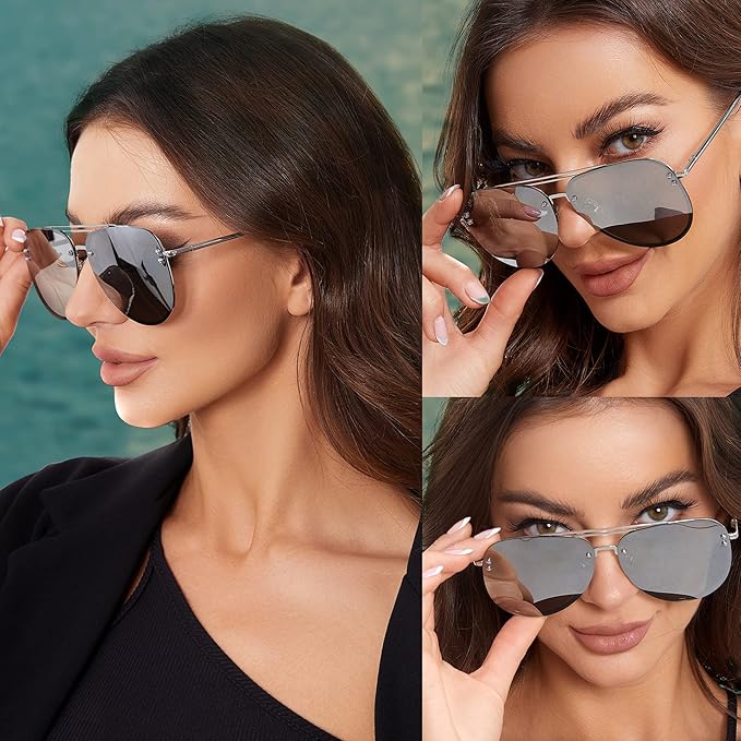 Trendy Oversized Aviator Sunglasses for Women 2025, Cute Retro Aviator Sun Glasses UV Protection Big Shades VF2203