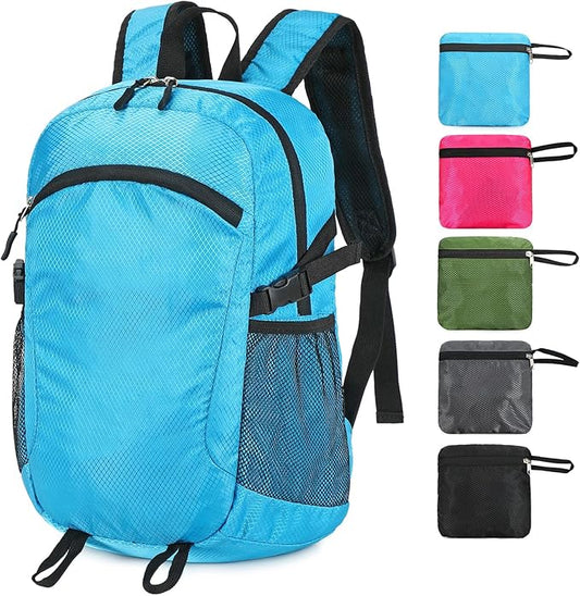 Small Hiking Backpack 15L Travel Lightweight Hiking Packable Daypack Water-Resistant Foldable Backpacks for Women Men Camping (Blue)