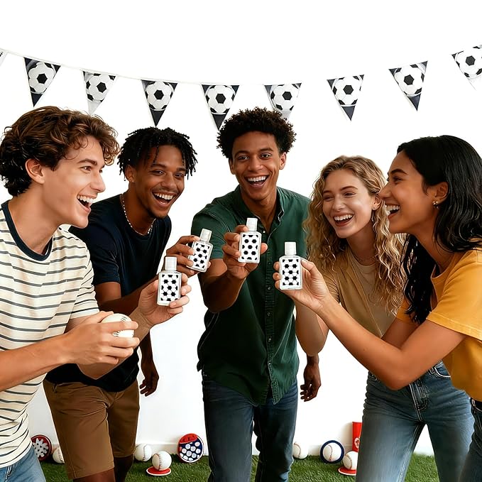 50 Pcs Soccer Party Favors - Mini Hand Sanitizer Soccer Senior Night Gifts Bulk Travel Size for Team Sports Theme Party Supplies Birthday Goodie Bags Stuffers