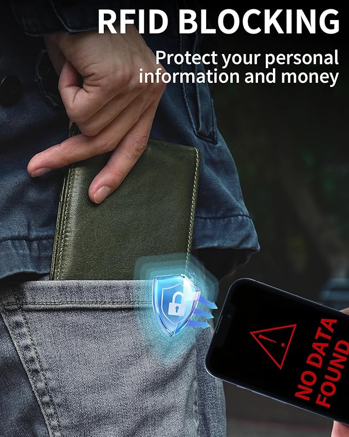 Artpaxy Mens Wallet Bifold Genuine Leather RFID Blocking Wallet for Men with 2 ID Windows 12 Card Holders 2 cash pockets 1 Gift Box