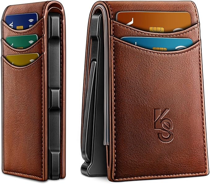 KEMISANT Men Wallet,Slim Wallet Card Case With Magnetic Billfold Flip,Pop-up Access for 12Cards RFID Blocking