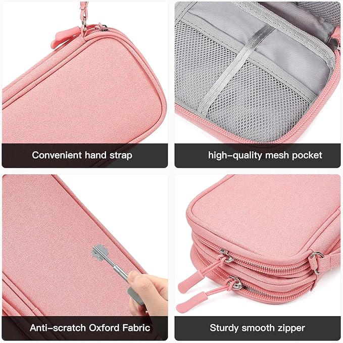 Electronics Accessories Organizer Pouch Bag, Electronic Organizer Travel Case Cable Organizer Electronics Accessories Bag for Cable, Cord, Charger, Power Bank, Earphone (Light Pink, Large)