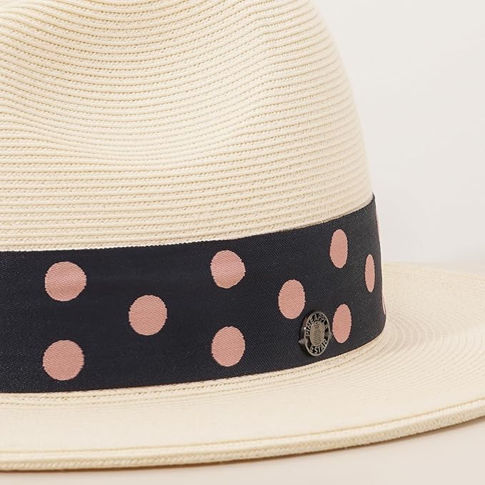 Pineapple&Star Sun Straw Fedora Beach Hat Fine Braid UPF50+ for Women