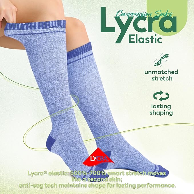 Iambamboo Compression Socks Women & Men, 15-20 mmHg Bamboo Viscose Knee High Soft Support for Flying Travel Daily