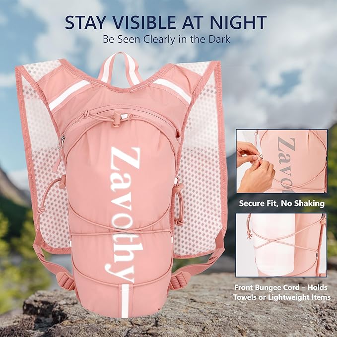 Zavothy Hydration Backpack with Rain Cover, 1.5L Lightweight Hydration Pack for Hiking, Cycling & Trail Running