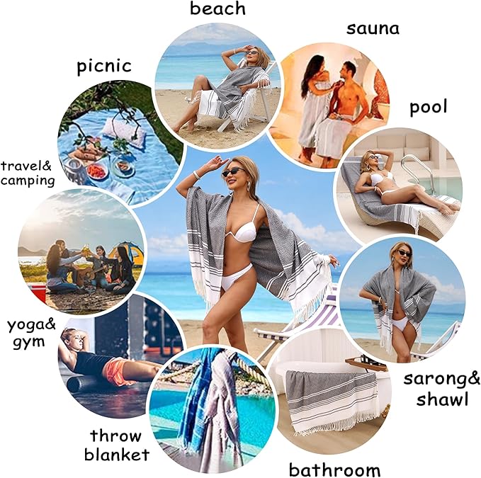 Beach Towel 2 Pack,Sand Free Beach Towels Oversized 39 x 72,Turkish Beach Towel Quick Dry,Lightweight Pool Towels for Adults Super Absorbent Diamond Travel Towel,Cool Beach Essentials