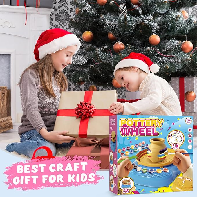 TingingYuli Pottery Wheel for Kids,Complete Pottery Kit and Tools for Beginners,Arts and Crafts Toys for Kids Ages 8-12,Art Supplies Birthday Gifts for Boy Girl Age 6 7 8 9 10 11 12 (Rose)