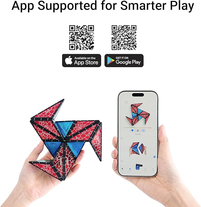 TOSY Magnet Pyramid Stone - 1 Cube Transforms into 1 Billion Shapes, 14 pcs (12 Puzzle pcs and 2 Spinners), 243 Rare Earth Magnets, Christmas Stocking Stuffers Gift for Kids, Creative Puzzle STEM Toy