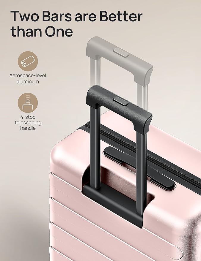 NINETYGO Luggage Sets 2 Piece, Carry On Luggage Airline Approved, Large Checked Luggage with Smooth Spinner Wheels, Expandable, Hard Shell PC Suitcase Sets, TSA Approved, 20in/28in (Pink, Rhine Max)